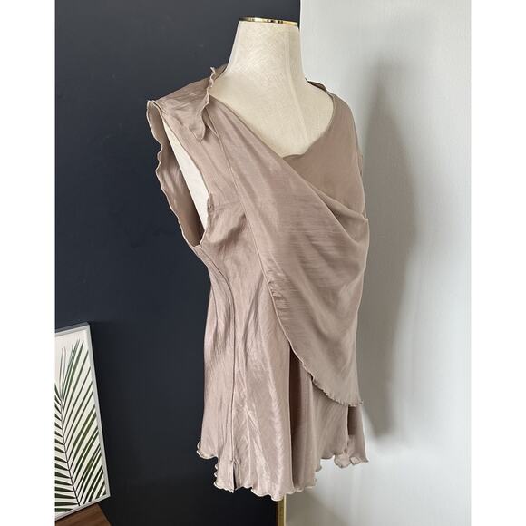 REDWOOD COURT Asymmetrical 100% Silk Sleeveless Top Blouse Abstract Artistic - Picture 3 of 11